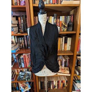 L' agence black silk sleeveless knotted front blouse nwot sz small